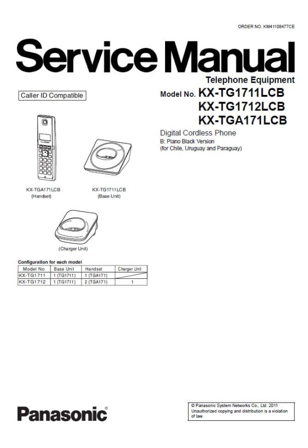 KX-TG1711LCB, KX-TG1712LCB, KX-TGA171LCB